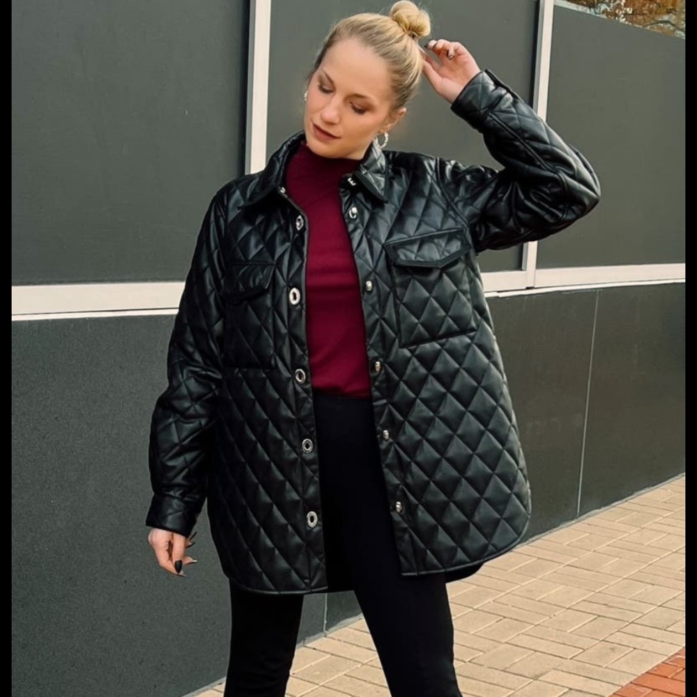 Maje Black Quilted Leather Jacket